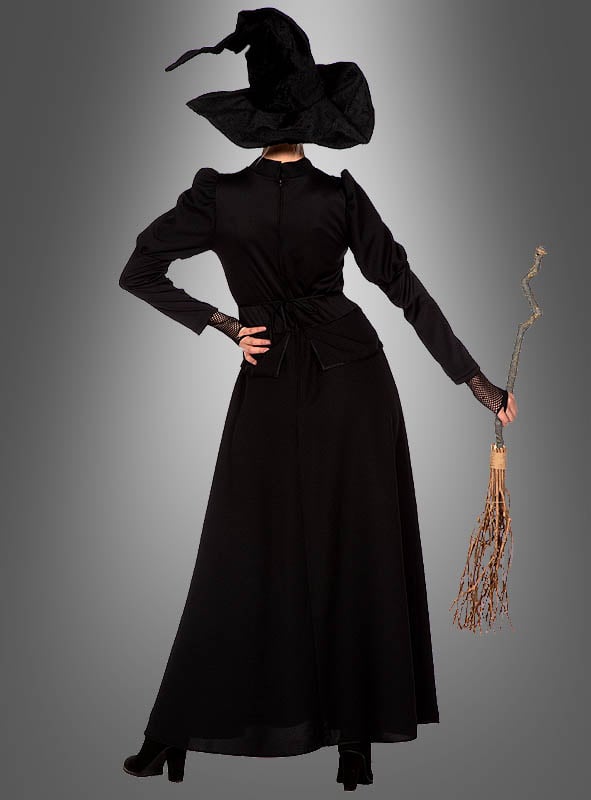 Hexenkostüm Damen schwarz | Langes klassisches Hexenkleid mit Schnürung und viktorianischem Schnitt für Halloween und Steampunk