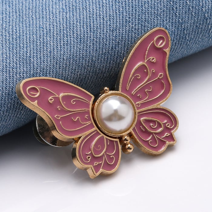 Clip per abbigliamento con design a farfalla per vita e fissaggio bottoni | Senza cuciture, chiusura resistente | Riutilizzabile e antiruggine | 4,1 cm | 7 colori