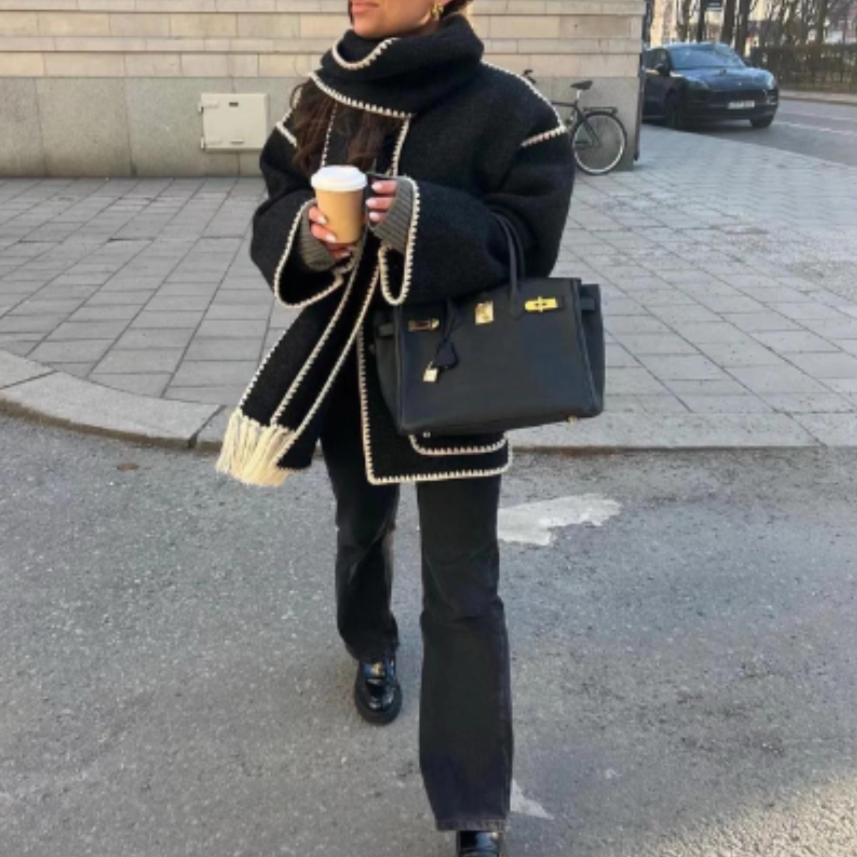 Damen Wintermantel mit Schalkragen | Warme Winterjacke mit lockerem Schnitt für Alltag, Büro und elegante Winterlooks