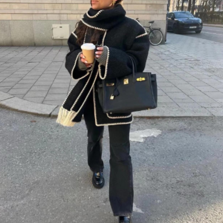 Damen Wintermantel mit Schalkragen | Warme Winterjacke mit lockerem Schnitt für Alltag, Büro und elegante Winterlooks