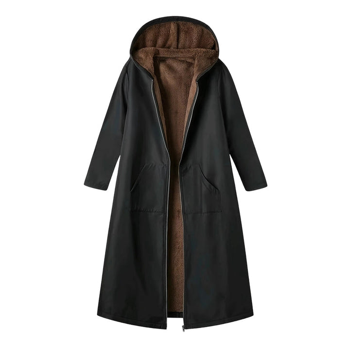 Winter Parka | Langer gefütterter Mantel mit Kapuze, Reißverschluss und verlängertem Saum für kalte Tage