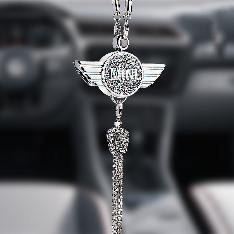 Ciondolo per specchietto retrovisore auto con cristallo | Lega di zinco e strass | Decorazione scintillante con ciondolo profumato, idea regalo