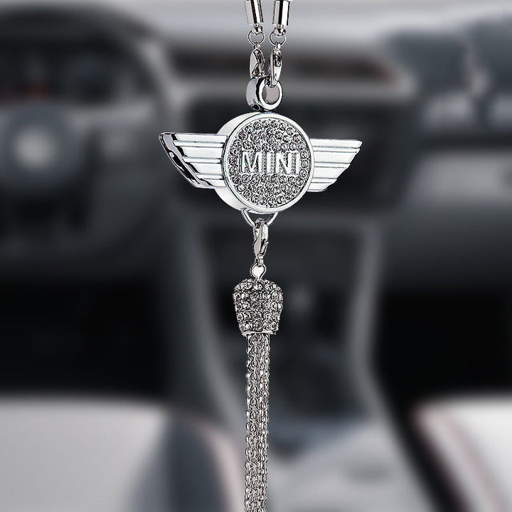 Ciondolo per specchietto retrovisore auto con cristallo | Lega di zinco e strass | Decorazione scintillante con ciondolo profumato, idea regalo