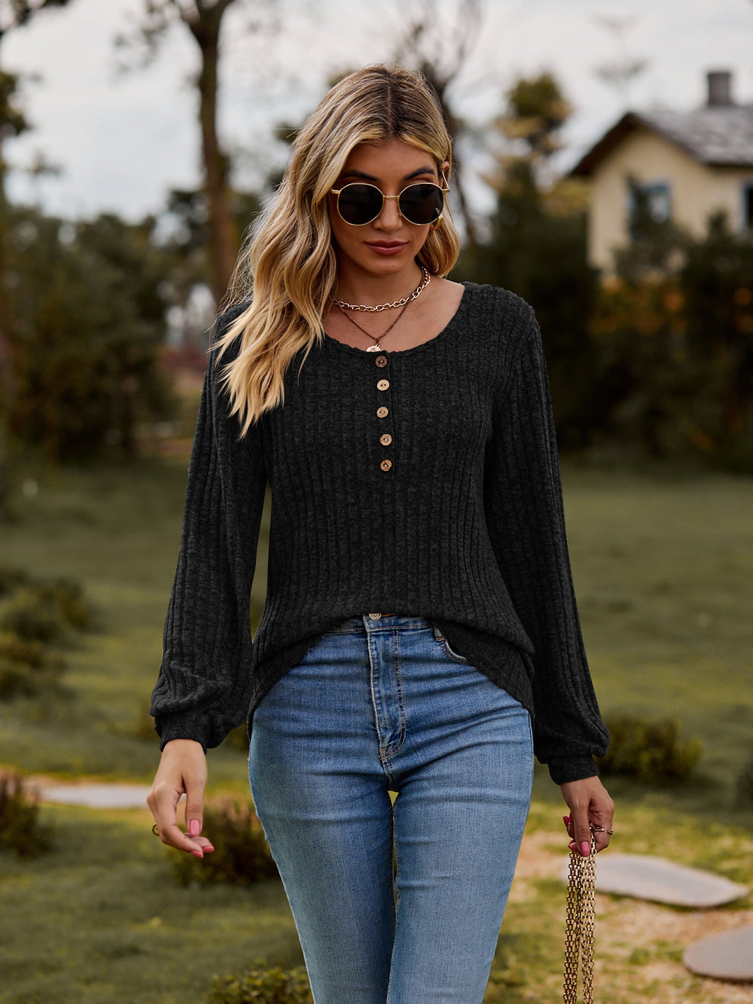Deviny™ | Maglione a maniche lunghe con bottoni