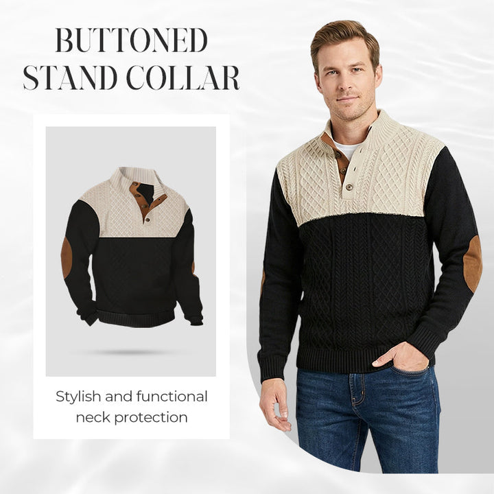 Herren Pullover | Knopfleiste mit Farbblockdesign &amp; lockerer Passform für Alltag und kühle Tage