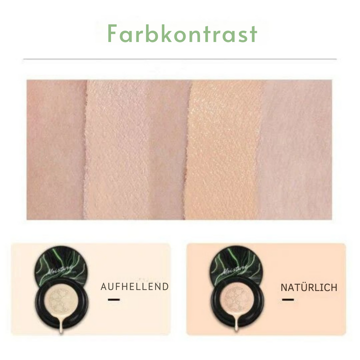 CC-Creme Air Cushion mit Pilzkopf-Applikator | Farbkorrektur &amp; ebenmäßiger Teint | Nicht klebrig, kaschiert Poren &amp; Rötungen, 2 Nuancen
