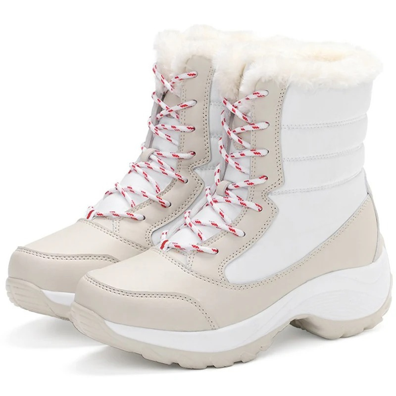Damen Winterstiefel wasserdicht und warm gefüttert | Schnürstiefel mit rutschfester Profilsohle für Schnee, Regen und kalte Tage
