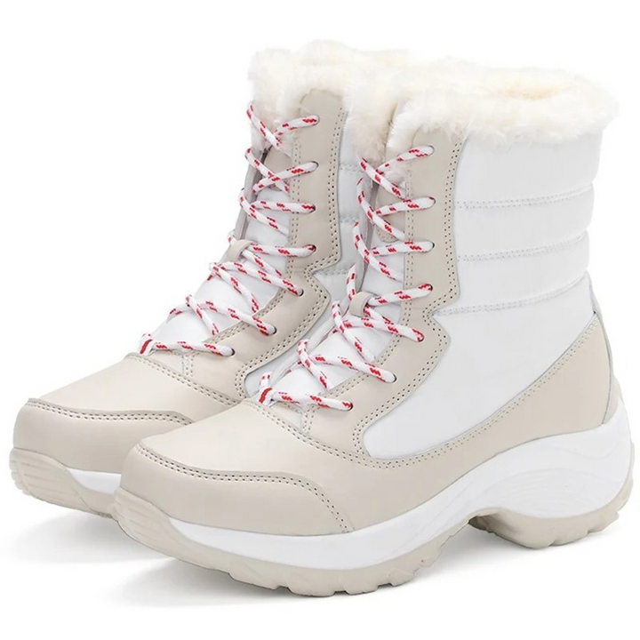 Damen Winterstiefel wasserdicht und warm gefüttert | Schnürstiefel mit rutschfester Profilsohle für Schnee, Regen und kalte Tage