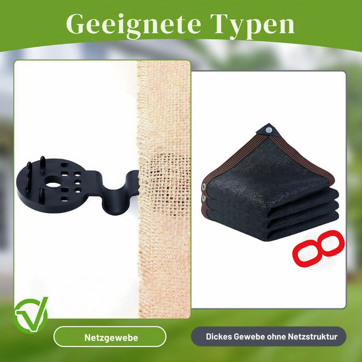 Clips für Schattiernetz &amp; Markisentuch 50 Stück | Lock-Grip gegen Verrutschen bei Wind | Für Garten &amp; Terrasse | Kunststoff schwarz 6×4 cm