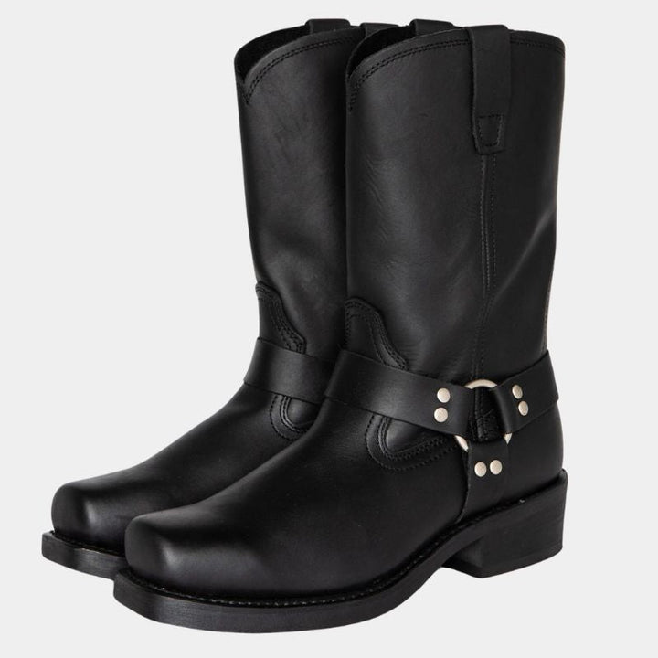 Damen Cowboy Stiefeletten im Western-Stil | Bequeme Winterstiefeletten mit klassischer Cowboy-Optik für Jeans und Kleider