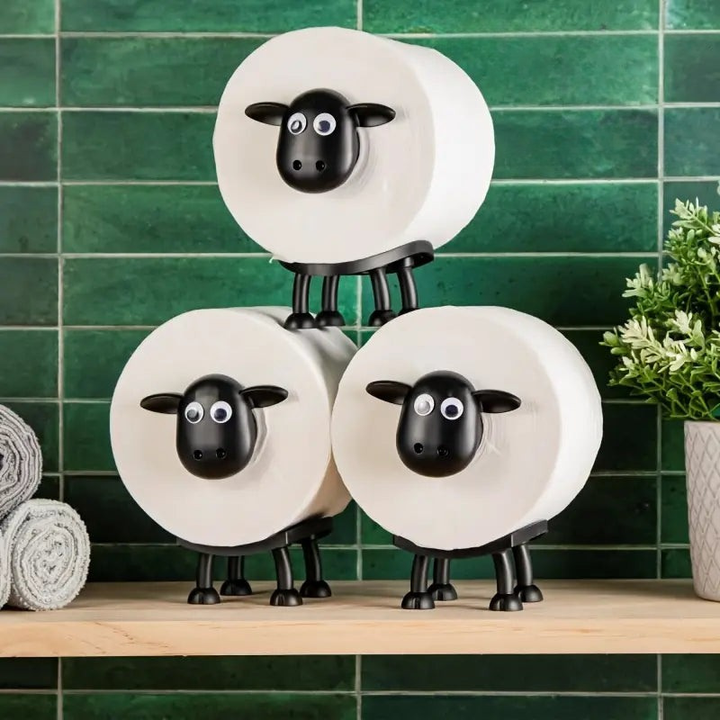Dekorativer Toilettenpapierhalter im Schaf-Design | Freistehender Rollenhalter aus ABS | Badezimmer Deko ohne Montage
