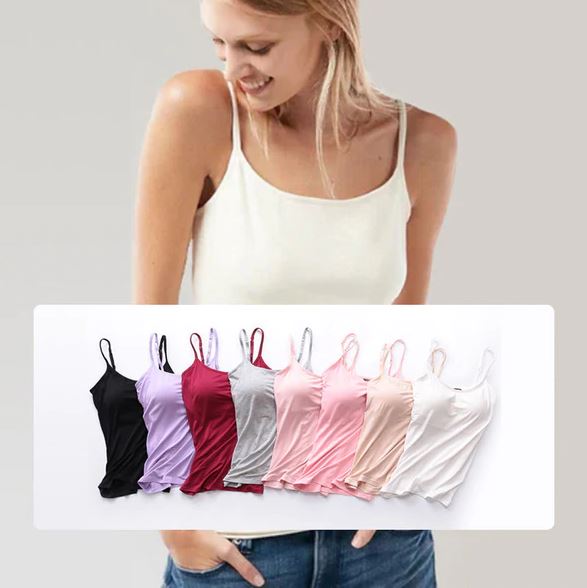 Tanktop mit integriertem BH für Damen | BH Top 2-in-1 mit Halt &amp; Komfort | Verstellbare Träger | BH-Komfort Shirt