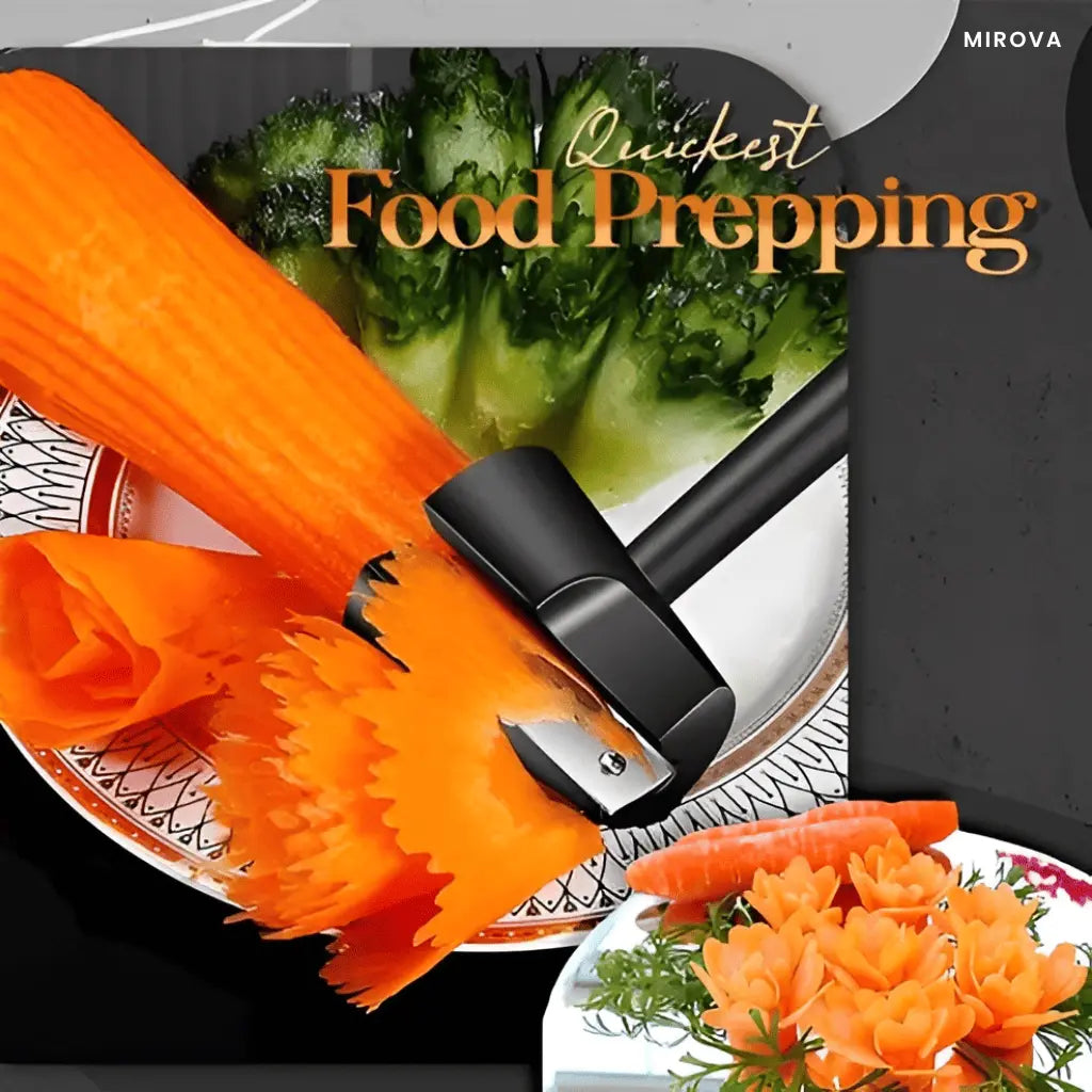Vegetable spiralizer + peeler | Make vegetable flowers &amp; spirals in seconds | Stainless steel blade + food-grade ABS | 6.5×7.6×18.5 cm