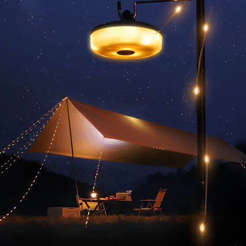 Guirlande lumineuse LED camping 10 m avec 100 LED | 8 modes d’éclairage | Étanche IP65 | Rechargeable USB, 250 g