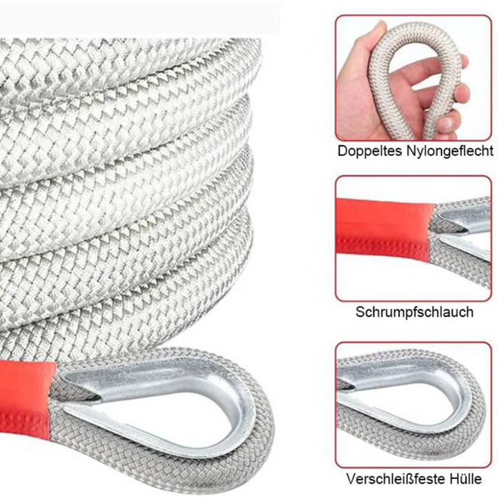 Câble de remorquage avec crochet en acier | Corde en nylon extensible 3000 kg de traction | Pour voiture, SUV et tout-terrain
