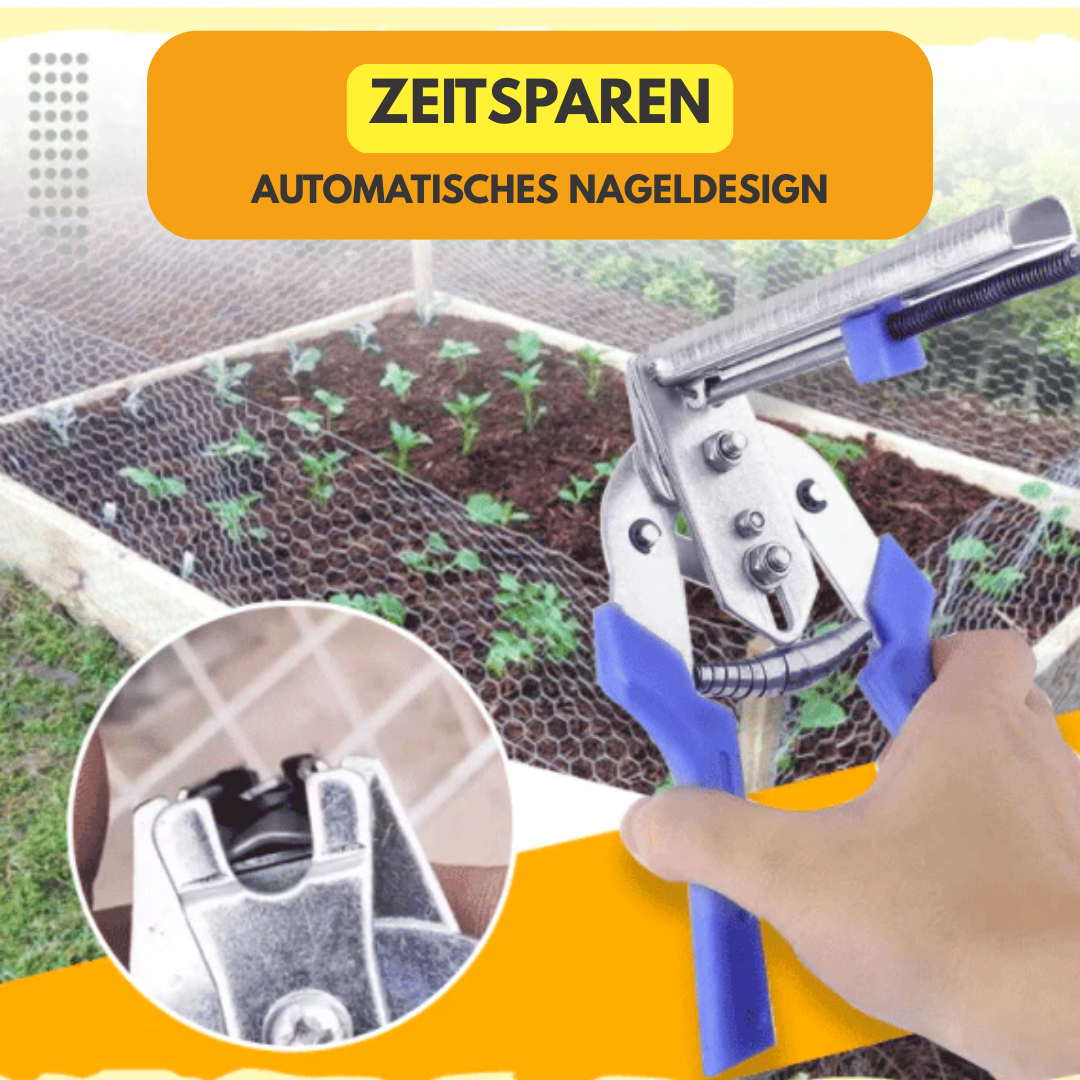 Nagelringzange mit 600 Clips | Käfigzange aus 65Mn-Stahl | Ergonomisches Werkzeug für Draht- &amp; Zaunmontage