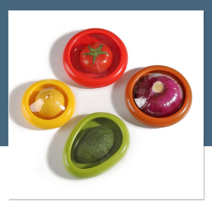 Frischebox Set 4-teilig für Obst &amp; Gemüse | Zitronen-, Avocado-, Zwiebel- &amp; Tomatenbox | Platzsparend, versiegelnd, lebensmittelecht