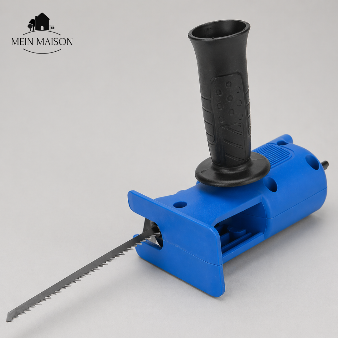 Drill saw adapter with handle | For cutting wood &amp; metal | 3 saw blade set, quick assembly, precise cuts