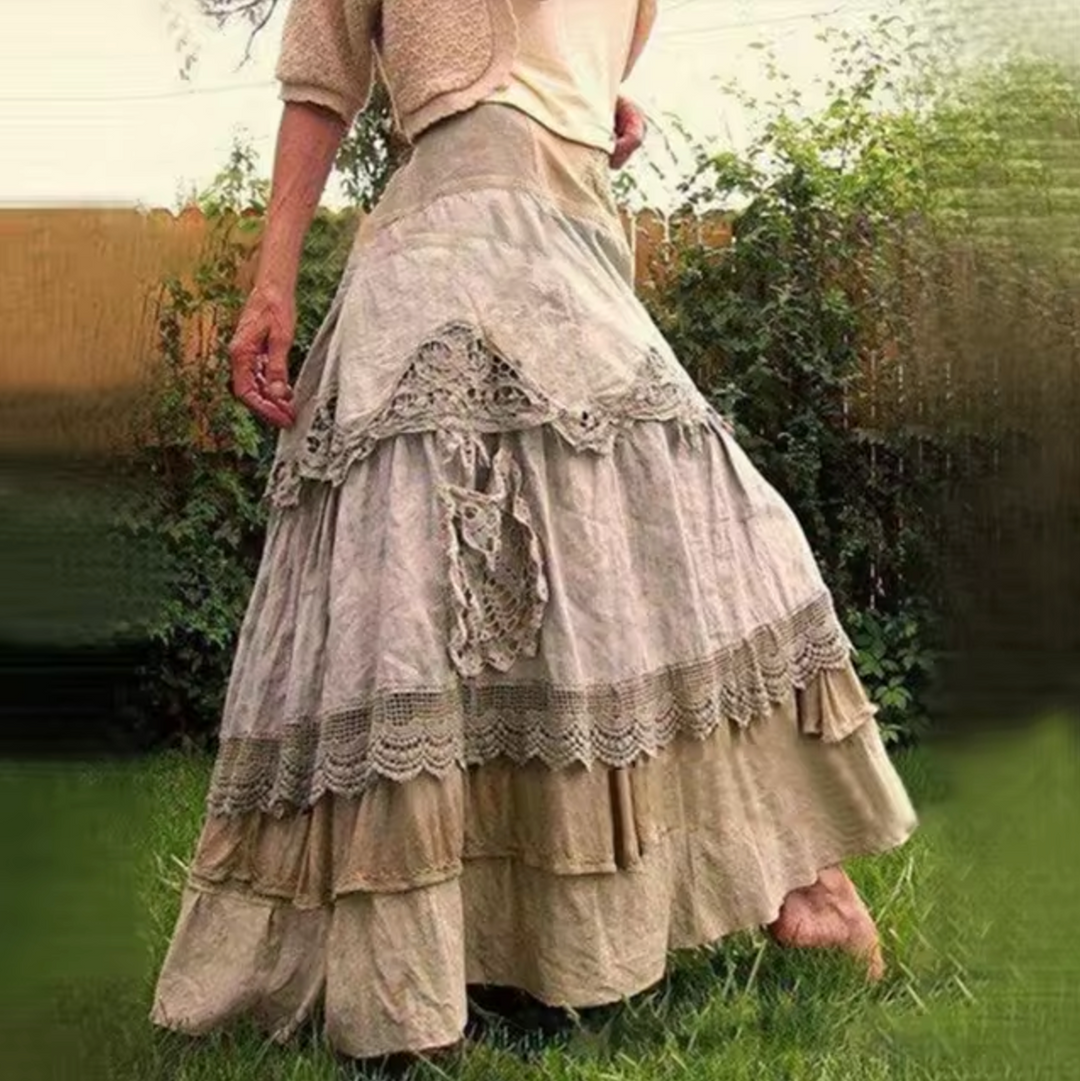 Langer Boho-Lagenrock | Luftiger Maxirock mit fließender Silhouette | Elegant &amp; sommerlich