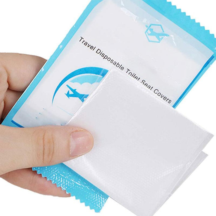 Toilet seat covers for travel (50 pieces) | Universal fit 40×48 cm | Foldable, non-slip &amp; hygienic barrier