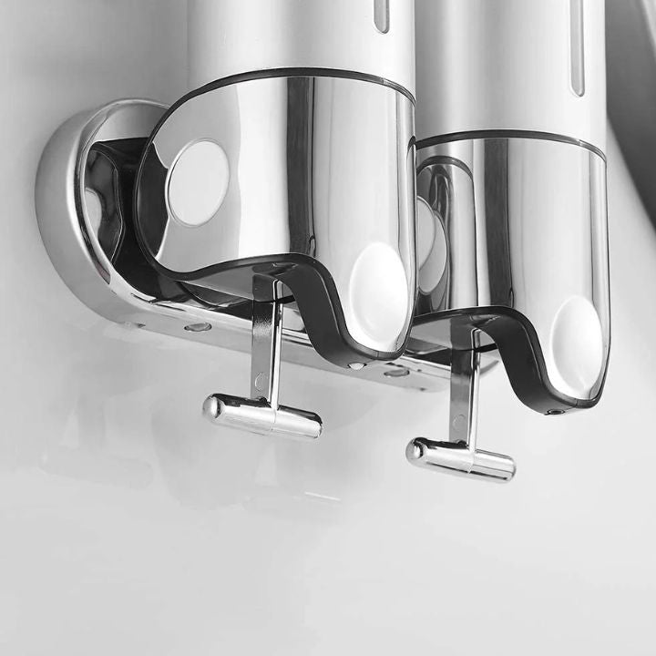 Distributore di sapone da parete | Acciaio inox e ABS | Design moderno | Salvaspazio e ricaricabile