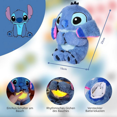 Peluche rassicurante con battito cardiaco e luce notturna | 4 modalità con movimento respiratorio, suoni/musica | Morbido, traspirante | Controllo con un solo pulsante