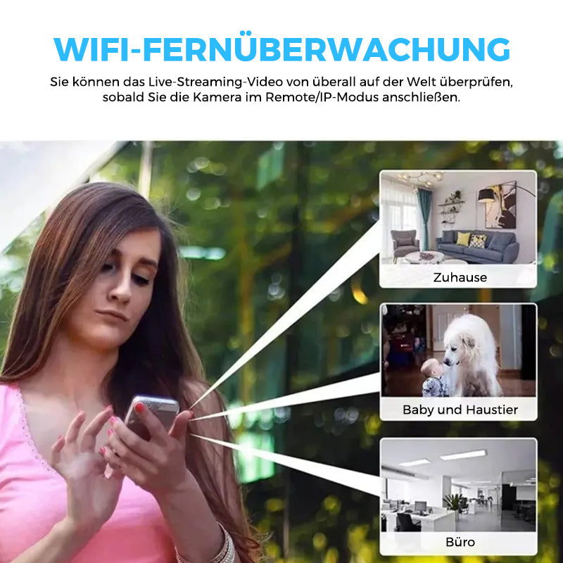 Mini caméra intérieure Wi-Fi 1080p avec vision nocturne | Détection de mouvement &amp; alertes push | Visualisation en direct via app avec audio | microSD 64 Go incluse