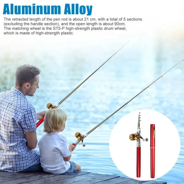 Teleskop-Angelrute mit Angelrolle | Kompaktes Angelset aus Aluminium | Tragbare Taschenrute für Reisen, Camping &amp; Outdoor