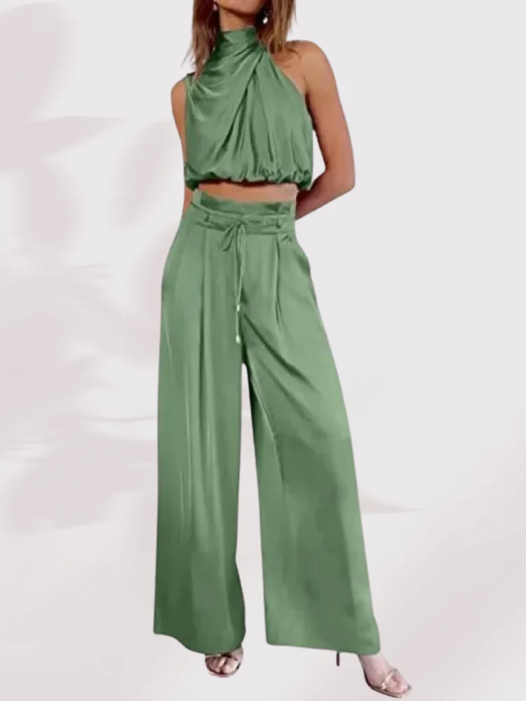 Set estivo da donna | Top senza maniche &amp; pantaloni a gamba larga | Aria e eleganza | Bonnie