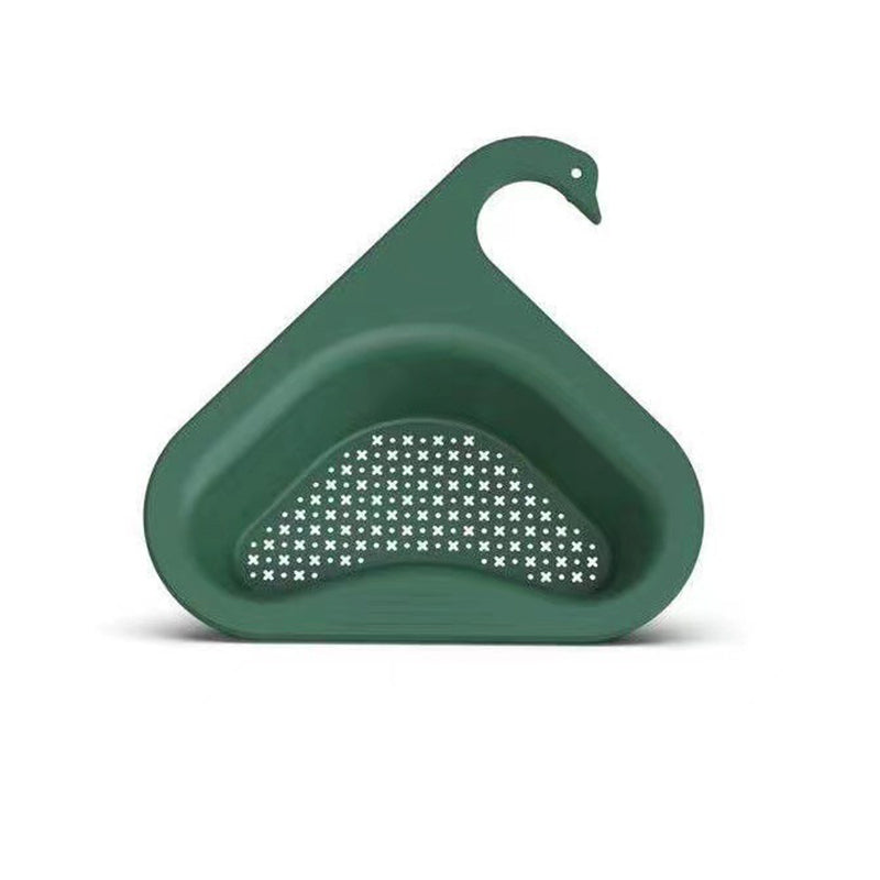 Filtre d’évier d’angle avec crochet lot de 2 | Design cygne, gain de place | Pour déchets de cuisine, égouttoir et porte-éponge