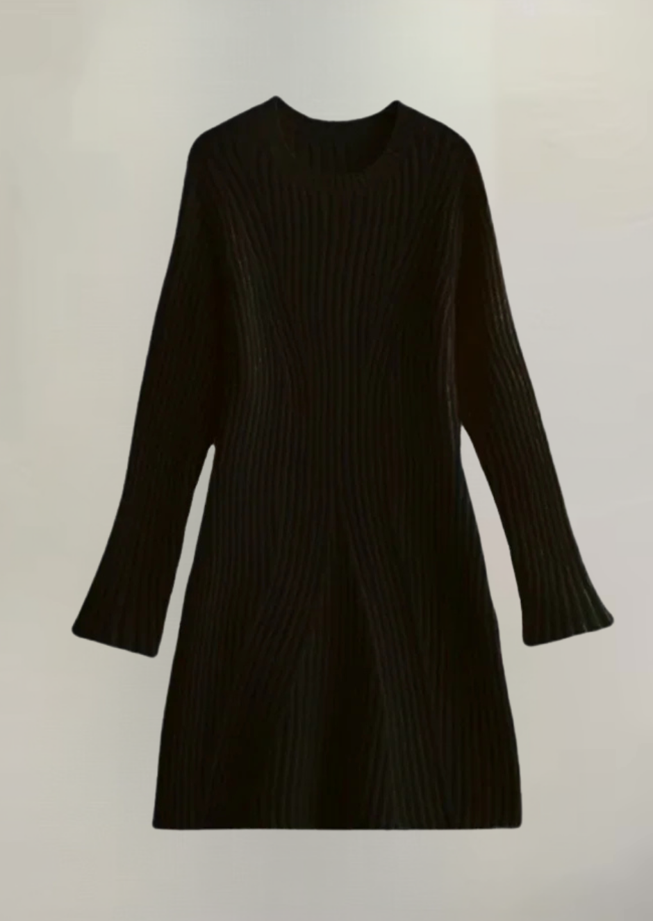 Damen Rippstrickkleid mit langen Ärmeln | Figurbetontes Midikleid mit Rundhalsausschnitt, weichem Stretch und bequemer Passform