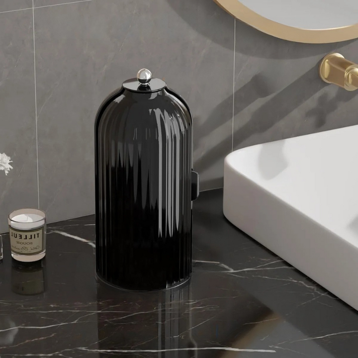 360° Drehbarer Bad Organizer mit Staubschutzdeckel | Kosmetik- &amp; Zahnbürstenhalter mit 3 Fächern | Badezimmer Aufbewahrung 27 × 13 × 27 cm