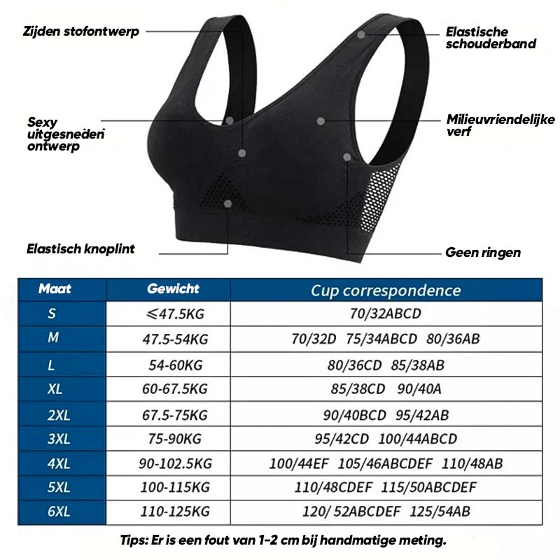 Soutien-gorge de sport sans armatures avec mesh respirant | sans coutures &amp; invisible sous les vêtements | maintien fort &amp; confort | lot de 2