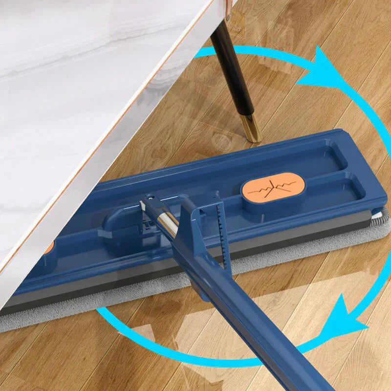 Flachmopp mit Freihand-Auswringsystem | 360° Bodenwischer mit Mikrofaserpad | Für Parkett, Fliesen &amp; Laminat