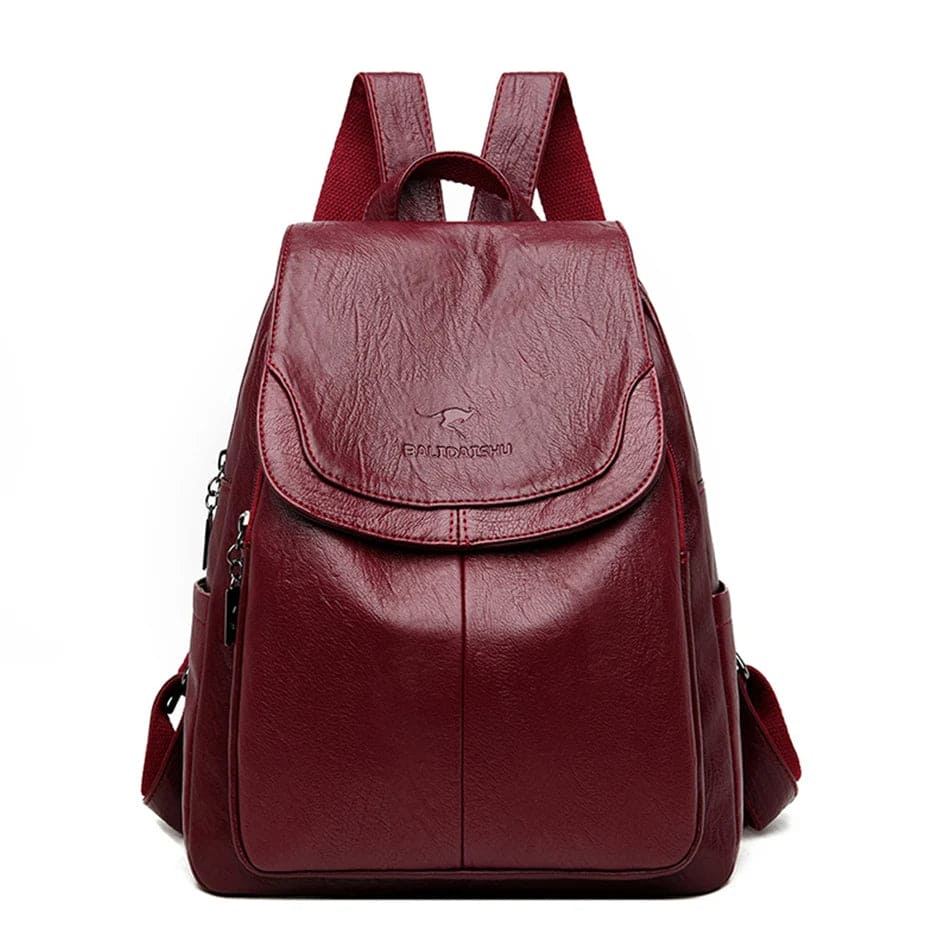 Leder Rucksack | Anti-Diebstahl mit versteckten Reißverschlüssen und 15-Zoll-Laptopfach