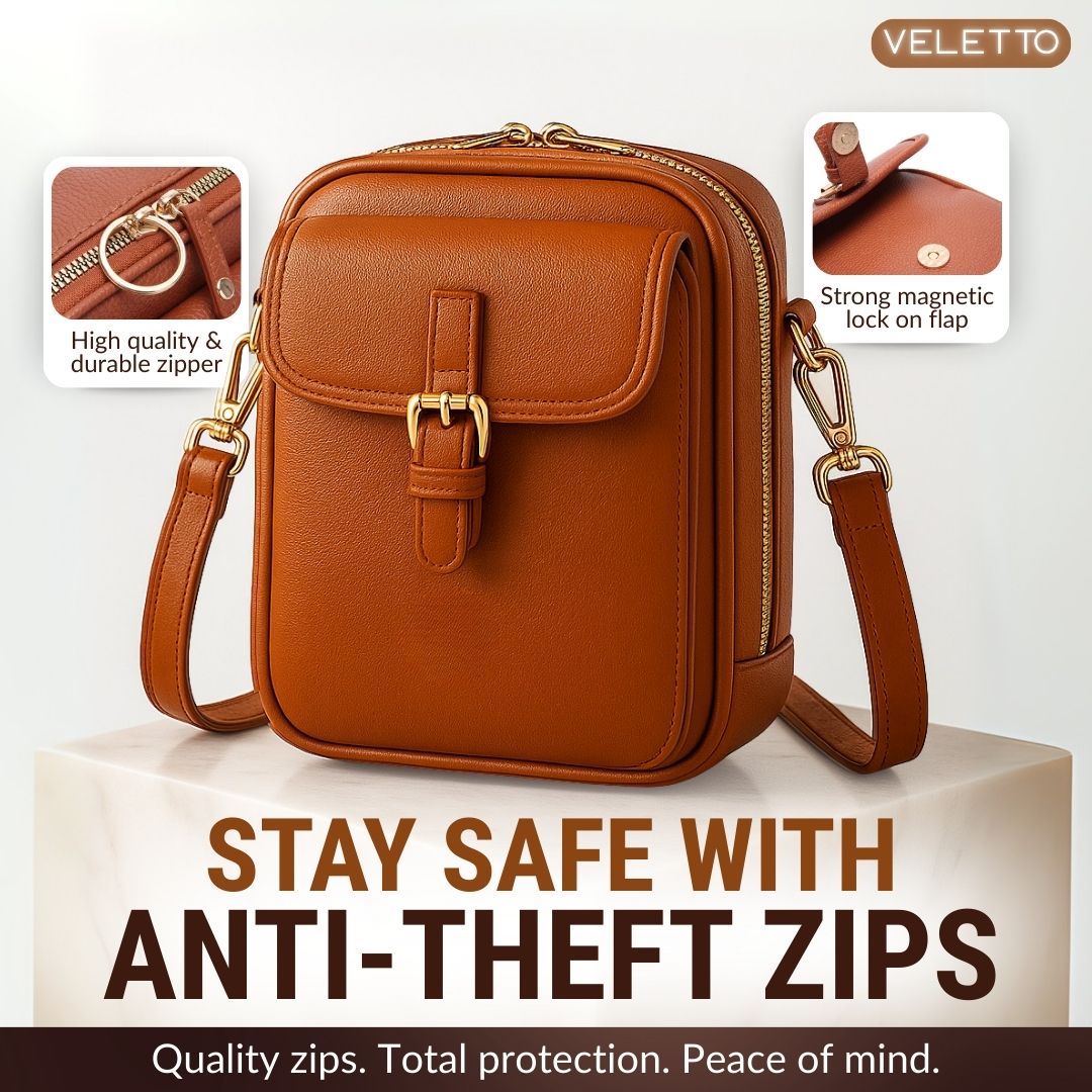 Damen Crossbody-Tasche mit Kartenfächern | Kleine Umhängetasche mit 2 Hauptfächern, Reißverschluss &amp; verstellbarem Gurt