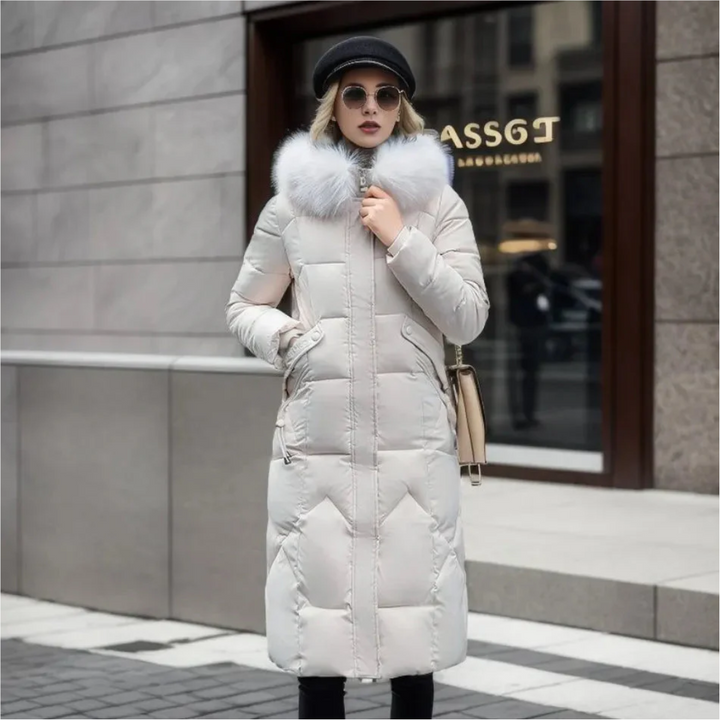 Damen Winterparka lang mit Kapuze | Warm gefütterte Parka Jacke mit verstellbarer Kapuze und großen Taschen für kalte Tage