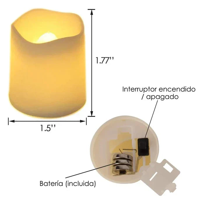 LED Kerzen 24er Set flammenlos | Warmweißes Licht mit CR2032-Batterien | 3,8 x 4,2 cm für Hochzeit und Dekoration
