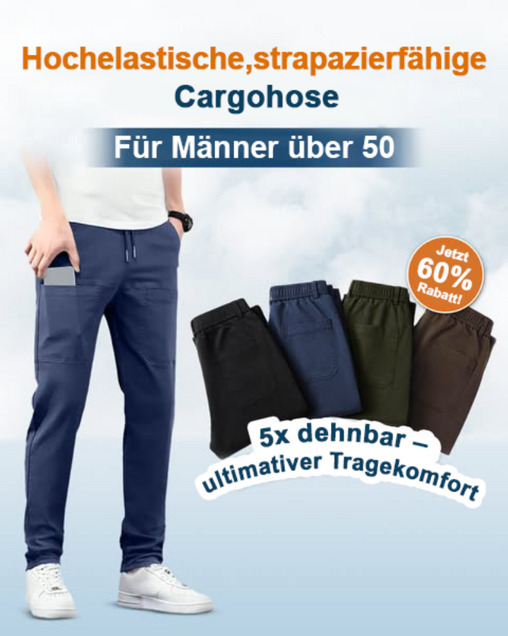 Herren Cargo-Hose mit 6 Taschen | Hochelastisch, wasserabweisend &amp; schnelltrocknend | Knitterarm, formstabil | S–4XL