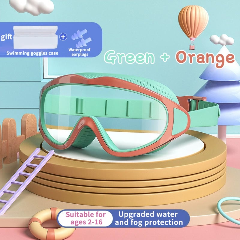 Kinder Schwimmbrille | Wasserdicht &amp; Antibeschlag | UV-Schutz | Großer Rahmen | 6–14 Jahre