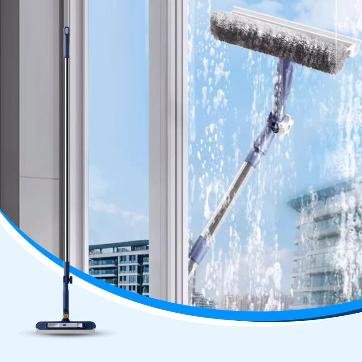 Window cleaner with 120 cm telescopic pole | Double-sided sponge + squeegee | Streak-free without ladder, for sliding &amp; tilt windows