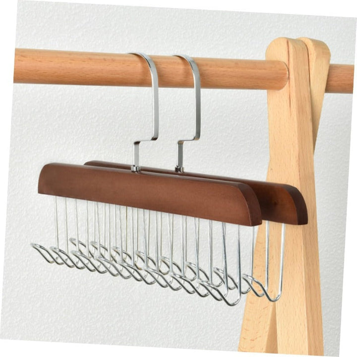 Holz Gürtelhalter mit Edelstahlhaken | Mehrfach Kleiderschrank Organizer für Gürtel, Schals &amp; Krawatten | Platzsparend