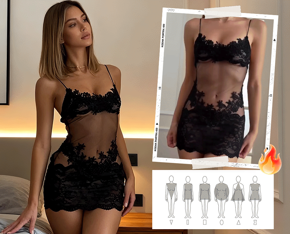 Elegante Damen Spitzen-Nachtwäsche Set mit Transparenz-Details | Weiche, Hautfreundliche Passform | Schwarz, Weiß, Rot, Lila | M–XL