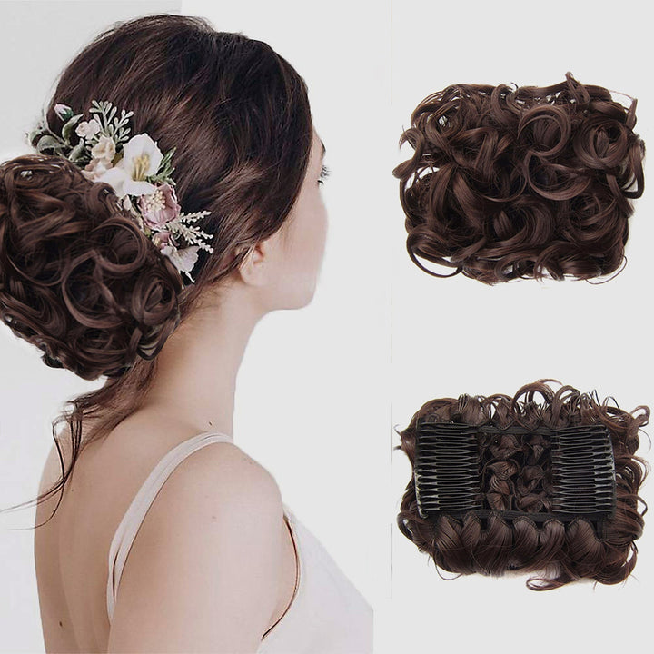 Göndör konty nagy hajrész | rendezetlen messy bun gumiszalaggal | azonnal több volumen másodpercek alatt | 2 darabos csomag