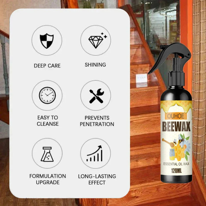 Bienenwachs-Holzpflege Spray 120 ml | Frischt Glanz auf &amp; pflegt trockenes Holz | Für Möbel, Böden &amp; Holzoberflächen