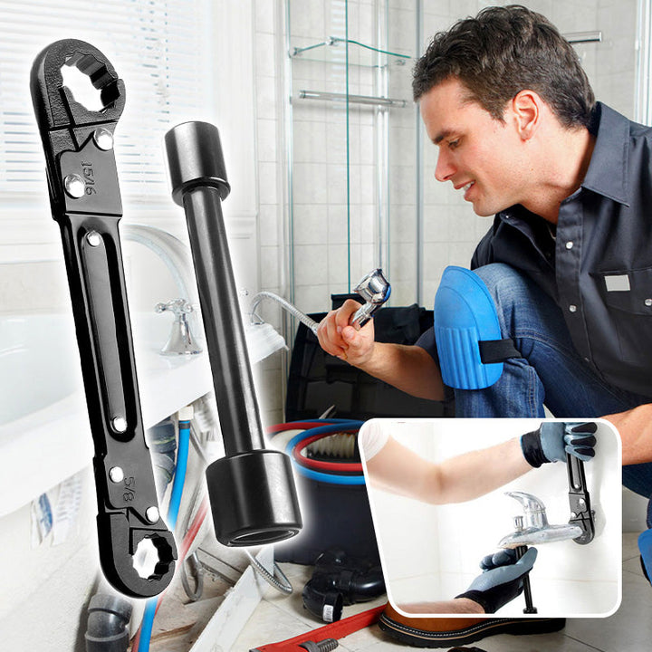 Rohrzangen Set aus Hochkohlenstoffstahl | Verstellbarer Rohrschlüssel &amp; Winkelventilschlüssel | Sanitär Werkzeug Set