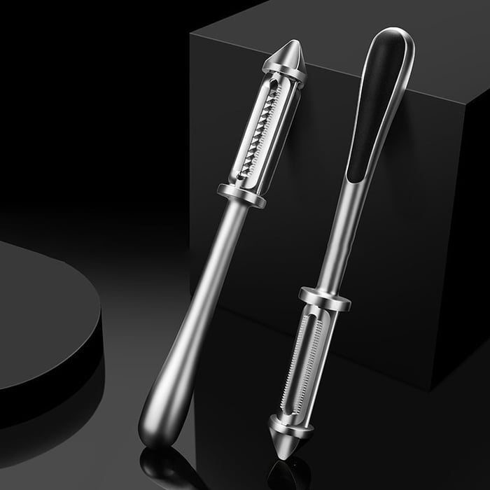 Gemüse-Schäler mit ultrascharfen Doppelklingen aus Edelstahl – SliceMaster Pro | Schälen &amp; Julienne in 1 Tool | Rutschfester Griff