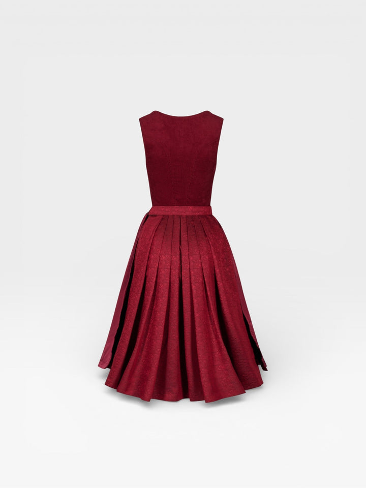 Dirndl Midi Damen | Cord-Dirndl mit 70 cm Rocklänge und figurbetontem Mieder für Oktoberfest und festliche Anlässe