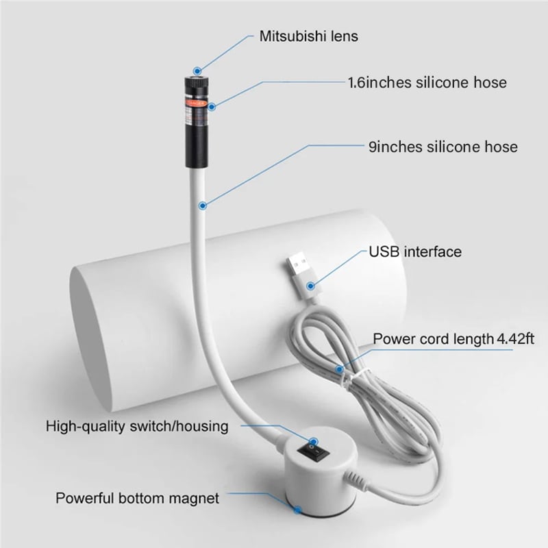 Magnetischer Laser-Führer für Nähmaschinen | USB-Laserlinie mit flexiblem Arm | Präzise Führung für gerade Nähte