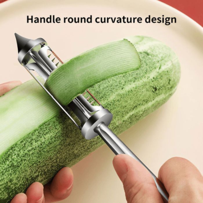 Gemüse-Schäler mit ultrascharfen Doppelklingen aus Edelstahl – SliceMaster Pro | Schälen &amp; Julienne in 1 Tool | Rutschfester Griff